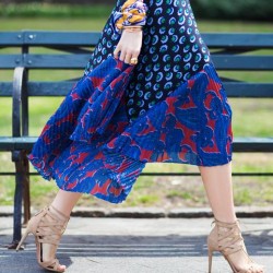 Hemp Made Hemp printed skirt with natural indigo print Hemp Skirts for Women